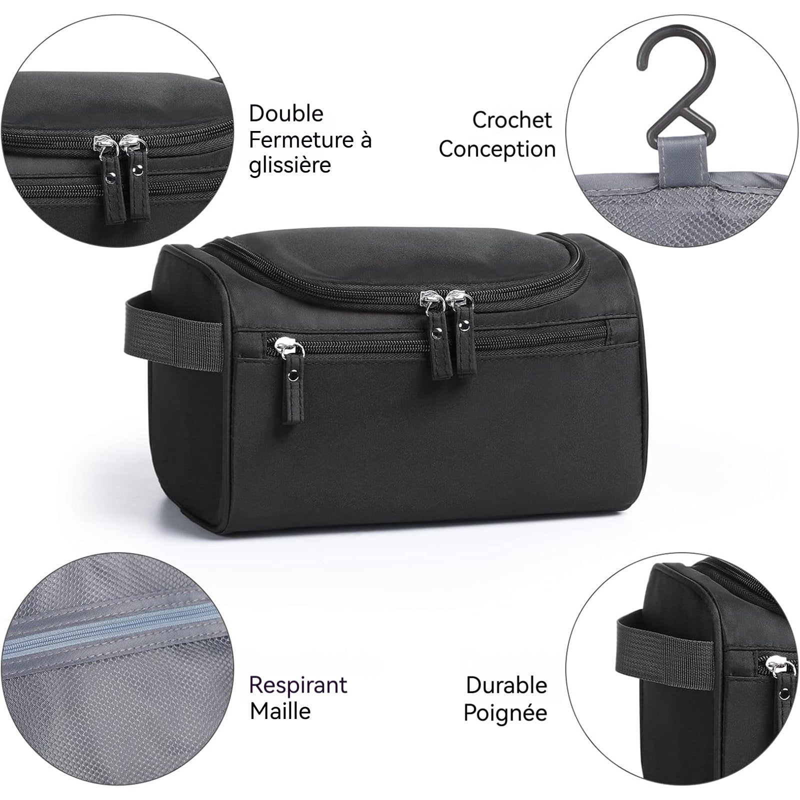 Trousse de toilette de Voyage 24x14x13CM Pour Hommes et Femmes avec Poignée Volume élevé Tissu imperméable Trousse de Maquillage