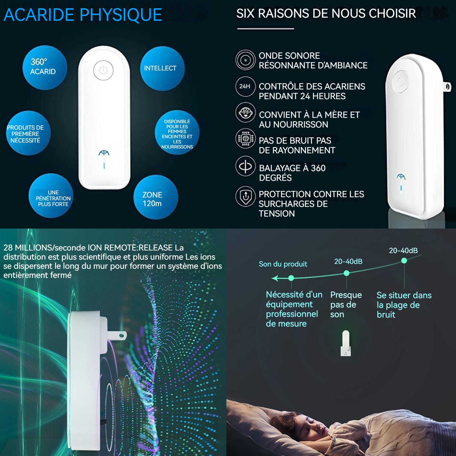 Aspirateur anti acariens 50/60hz 220v 10s conversion de fréquence automatique 360 degrés ultrason aspirateur matelas anti acariens