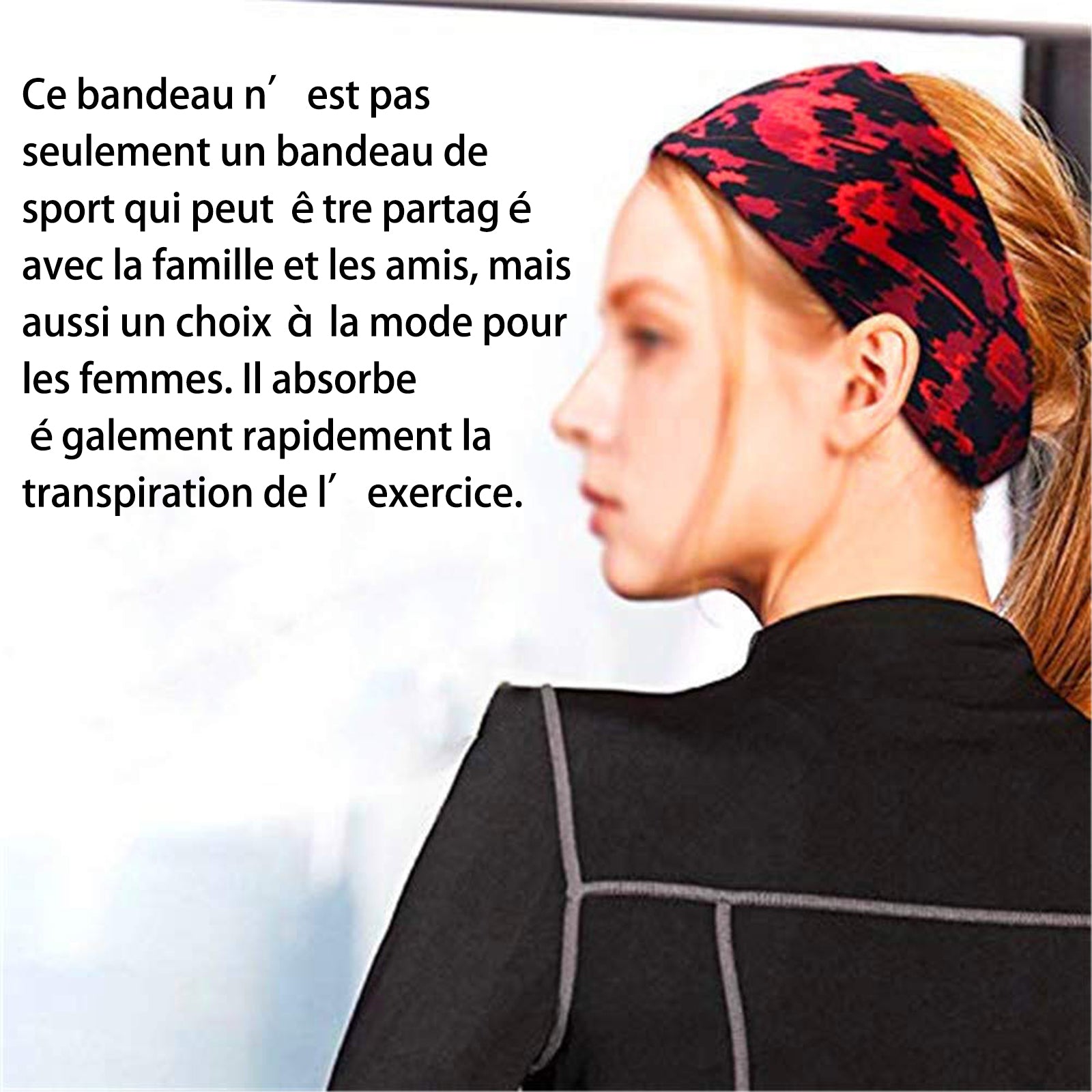 Bandeau de sport camouflage rouge anti-transpiration réglable bandeaux de sport pour hommes et femmes bandeaux de transpiration