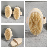Brosse de Bain 145x85x5mm Brosse à poils avec manche en érable nettoyage en profondeur Portable Brosse de massage corporel Blanc