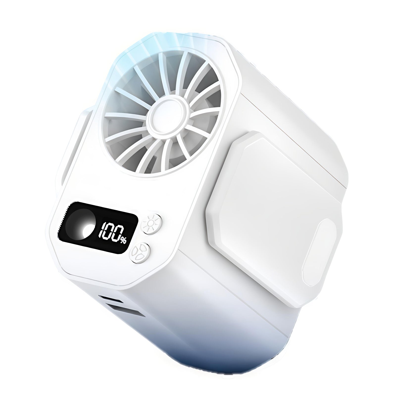 Ventilateur de taille portable d'extérieur portable à chargement USB de cou suspendu sans pales électrique avec éclairage blanc