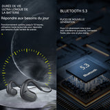 Casque Bluetooth à conduction osseuse télécommande audio canal stéréo microphone unique algorithme réduction du bruit d'appel