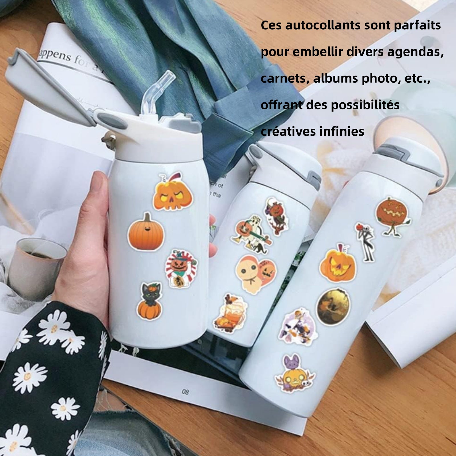 Autocollants 200 feuilles stickers scrapbooking vintage exquis album carnet déco autocollants thème de l'Halloween thèmes vacances