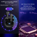 Écouteurs de traduction 144 langues traduction dispositif de traduction 15 heures endurance casque traduction bidirectionnelle