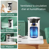 Rafraîchisseur d'air 880ml 3 vitesses faible bruit 2 buses 7 couleurs de lumière conception eau/glaçons rafraîchisseur domestique
