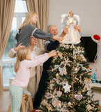 Ange d'arbre de Noël 30 cm Ange lumineux pour décoration d'arbre de Noël Décoration de Noël Cadeau de Noël Blanc