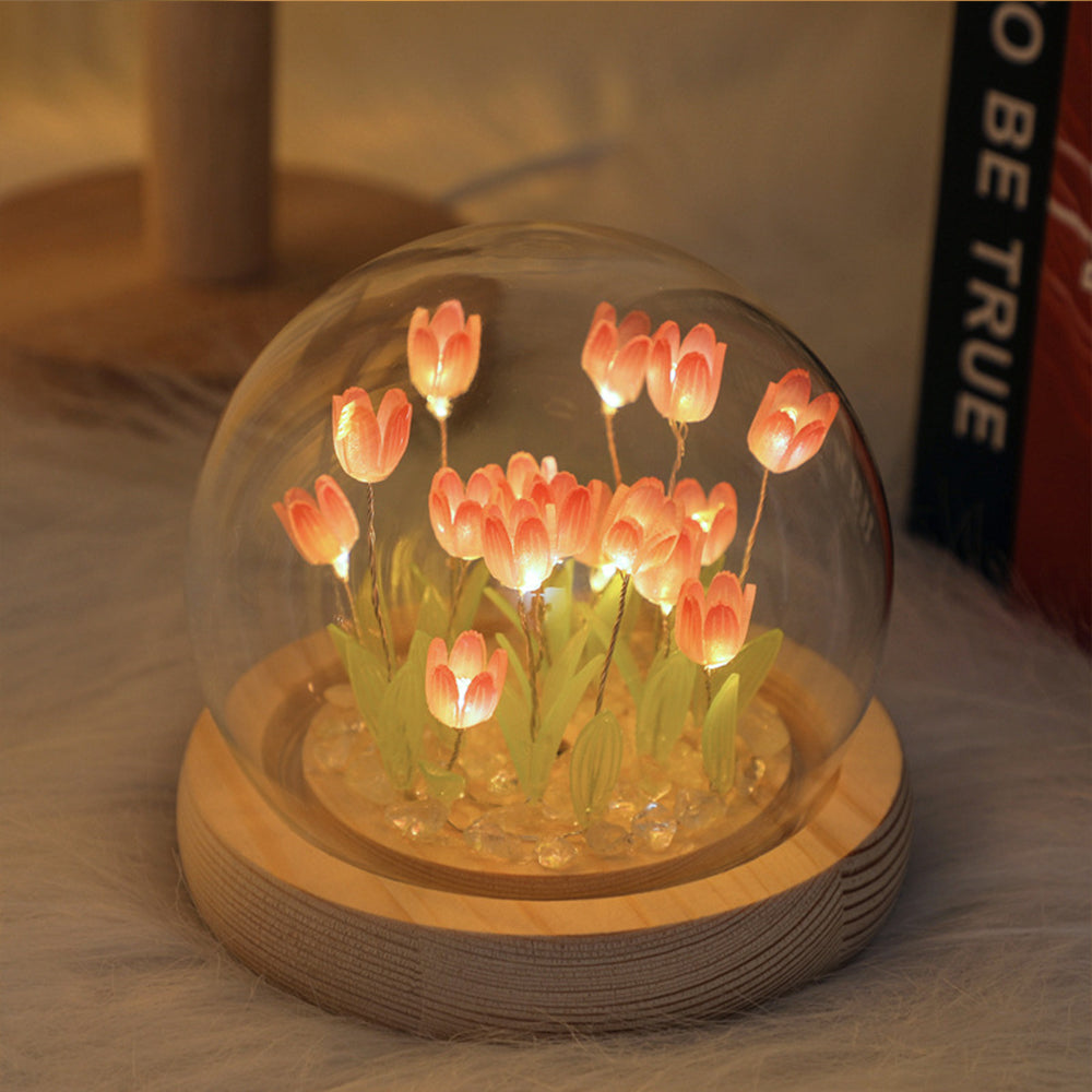 Veilleuse tulipe faite à la main, paquet de matériel de bricolage, lampe d'ambiance de bureau, ornements, cadeau d'anniversaire
