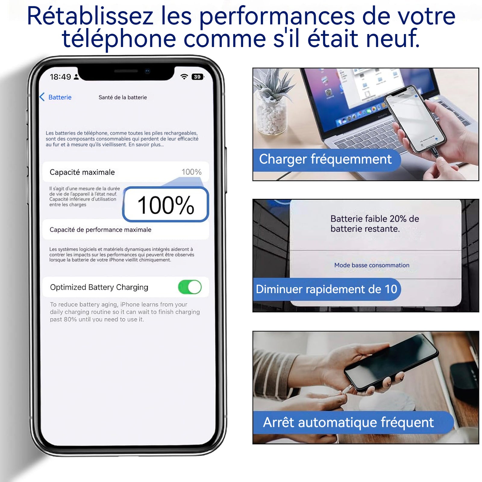Batterie Premium de Remplacement pour iPhone 11Pro 3046mAh Identique à l'Original Kit Outils Professionnels et adhésif écran Inclus