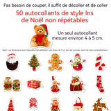 Autocollants de Noël 50 feuilles stickers scrapbooking vintage  de exquis album carnet déco autocollants thème thème noël graffit