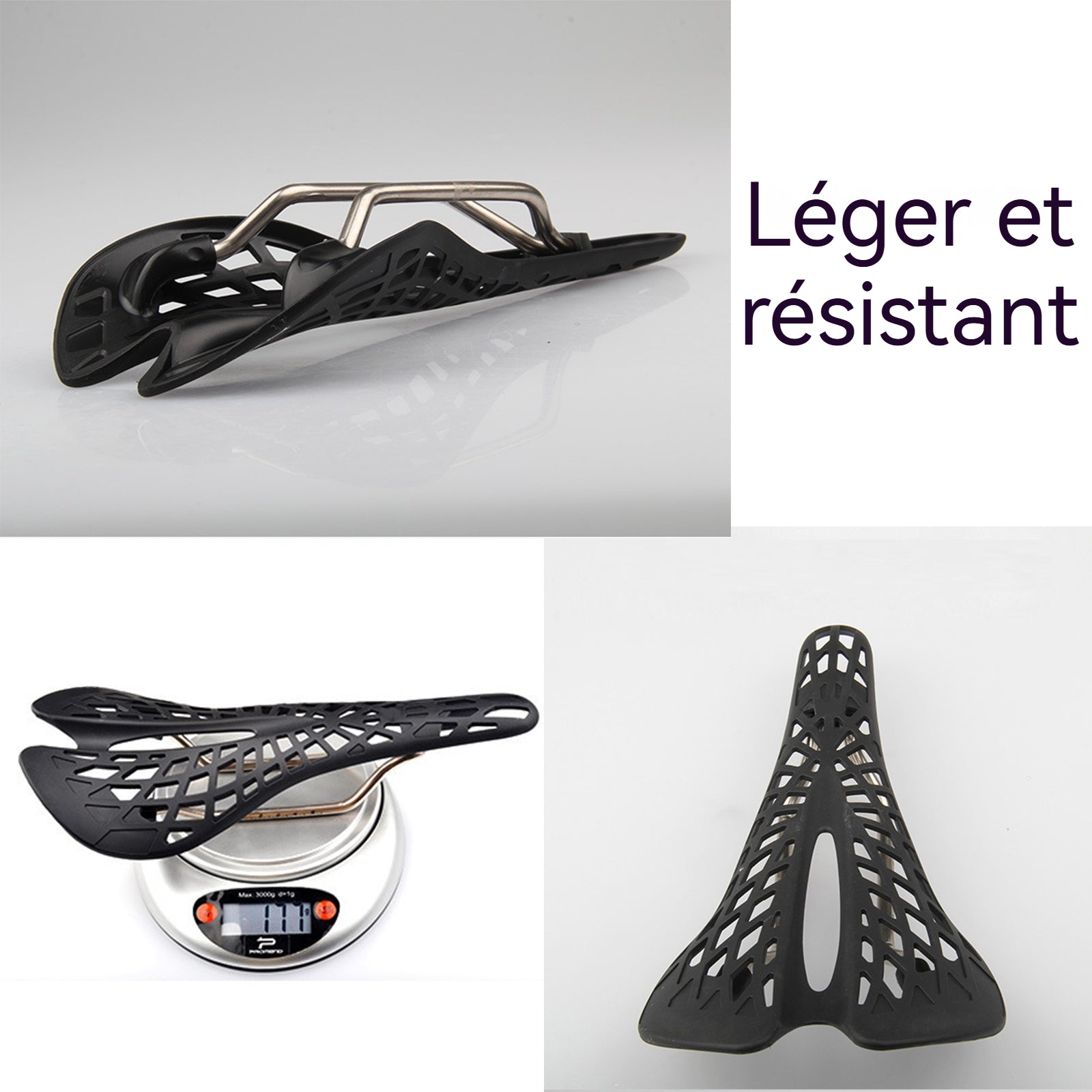 Selle de vélo 180g Dissipation de la chaleur par des orifices d'aération Ergonomie Design aérodynamique Creux 2.siège de vélo