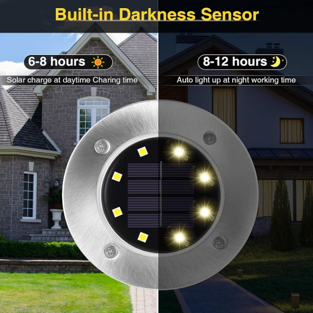 Lumières solaires extérieures 8pcs Pack of 8 Lights Warm LED Garden Lights Energy Saving Buried Spotlight Waterproof Solar Lights