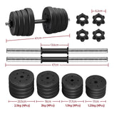 Haltères 2x15kg kit d'haltères réglables 16 plaques home training musclation paire d'haltères en métal noir poignée antidérapante