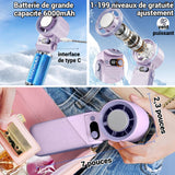 Ventilateur 6000mah 6,2 x 5,7 x 17,8 cm 199 vitesses pliable et portable conception anti-bruit affichage numérique intelligent