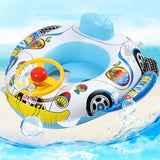 Bateau siège de natation gonflable   60*65ccm  Avec volant et klaxon  Forme unique   Convient aux enfants Anneau de natation
