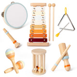 Jouet montessori 7 pièces ensemble d'instruments de musique en bois pour enfants jouets musique et reconnaissance des couleurs