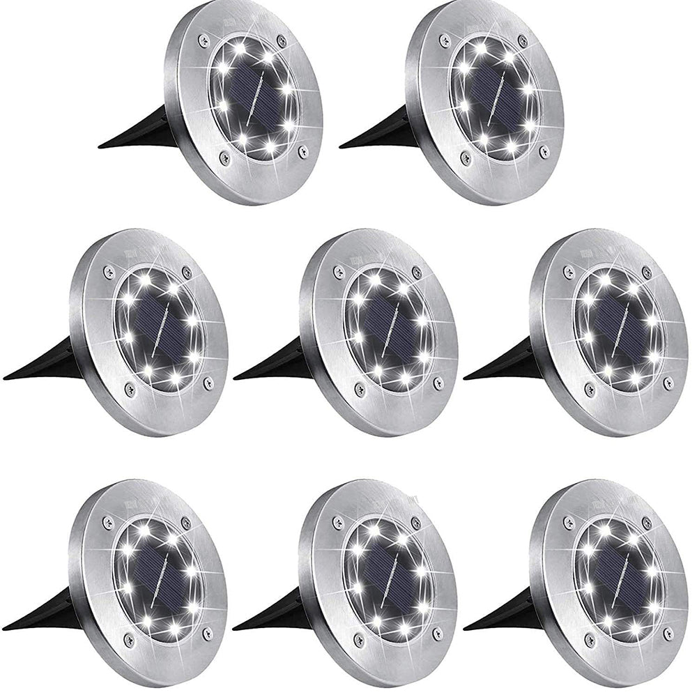8 Pack Lumières Solaires Extérieures 8pcs Lights LED Garden Lights Energy Saving Lights Buried Spotlight Waterproof Solar Lights