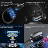 Ecouteurs bluetooth sans fil 5,3 affichage de la puissance par led IPX7 smart Touch haute qualité sonore casque de jeu stéréo noir
