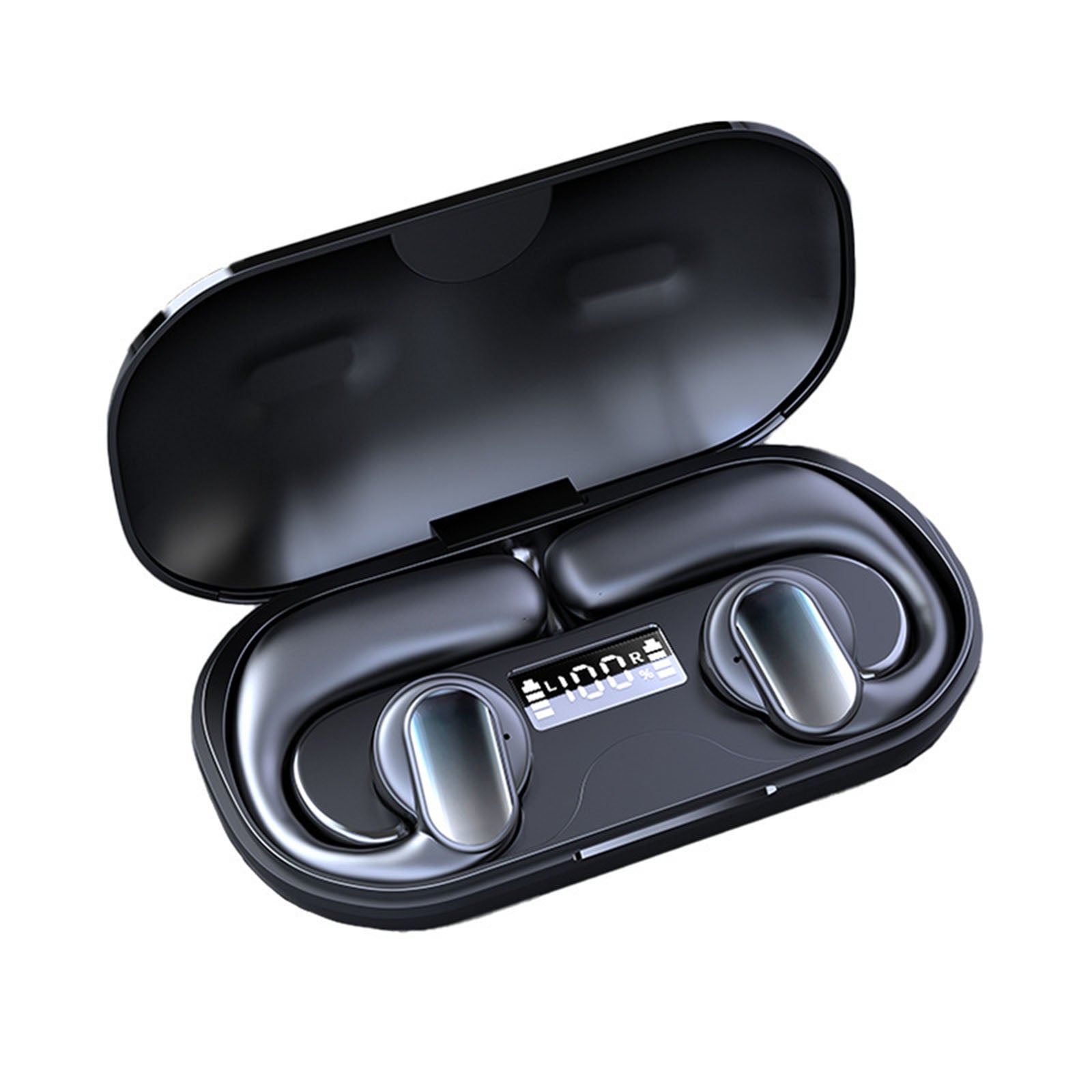 Casque Conduction Osseuse IPX6 noir batterie 400mA bluetooth 5.3 faible bruit Ecouteurs bluetooth sans fil longue durée batterie