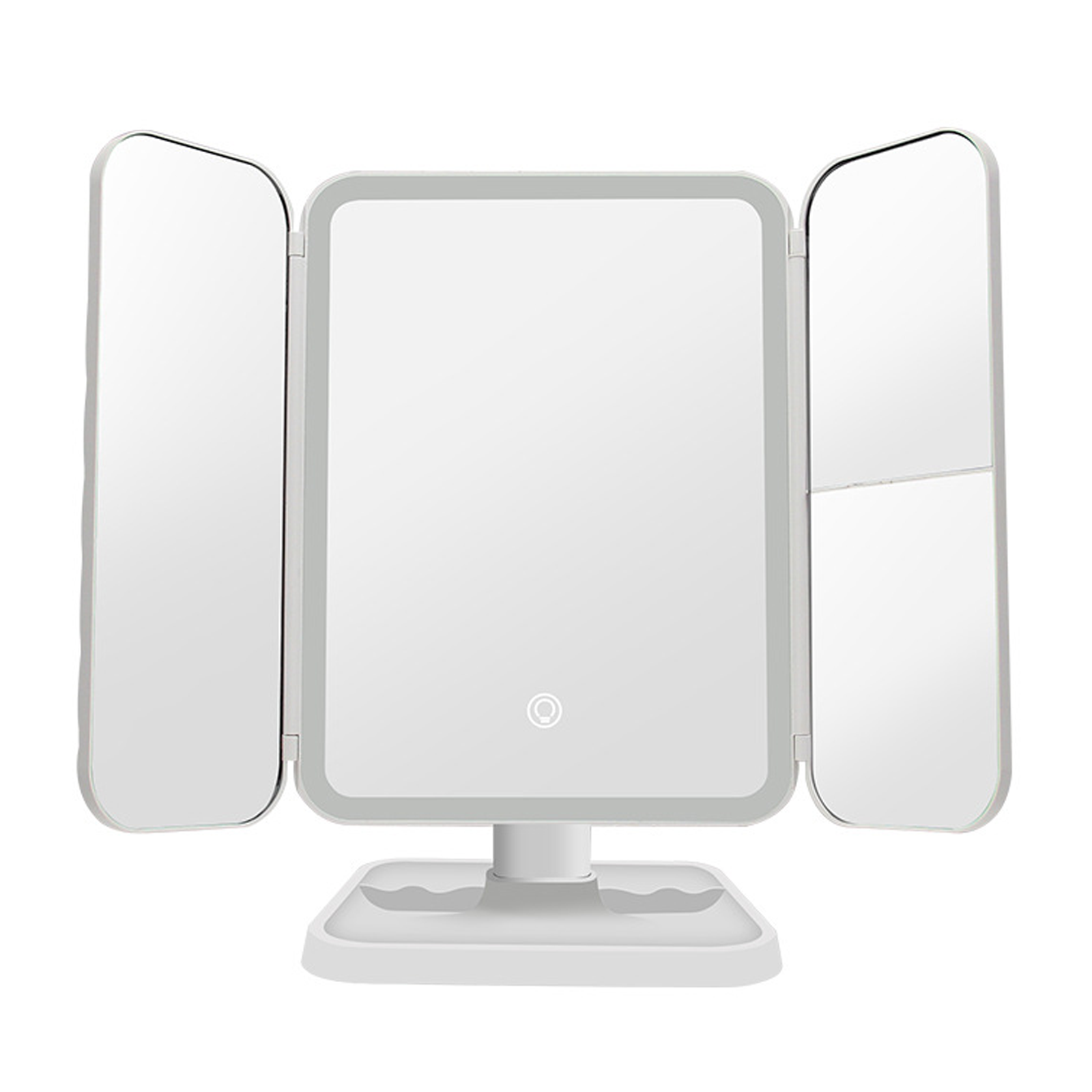 Miroir cosmétique 26x20x3cm usb rechargeable fonctionnement piles interrupteur pliable tactile miroir maquillage avec lumière blanc