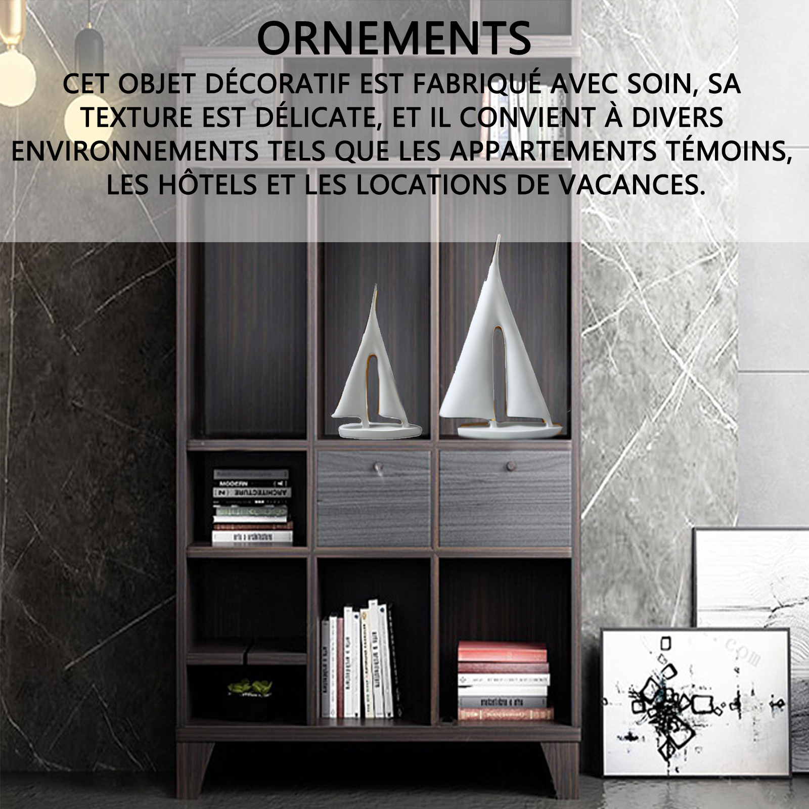 Ornements 30x19cm voilier moderne simple en résine ornement salle de séjour vitrine décoration cadeaux petits objets decoratifs