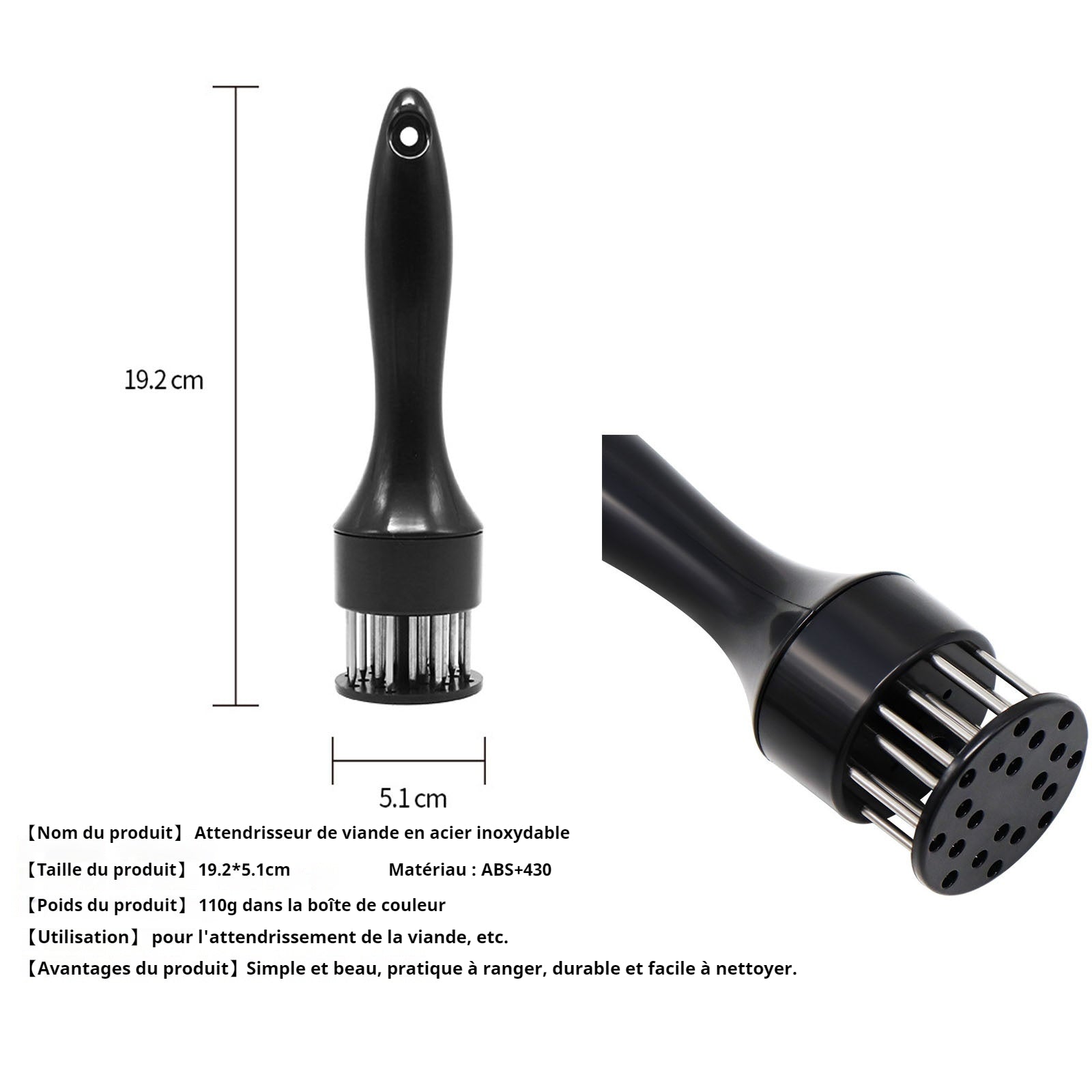 Attendrisseur de viande 3 pcs marteau à viande en aiguille à viande en acier inoxydable marteau à steak attendrisseur à viande