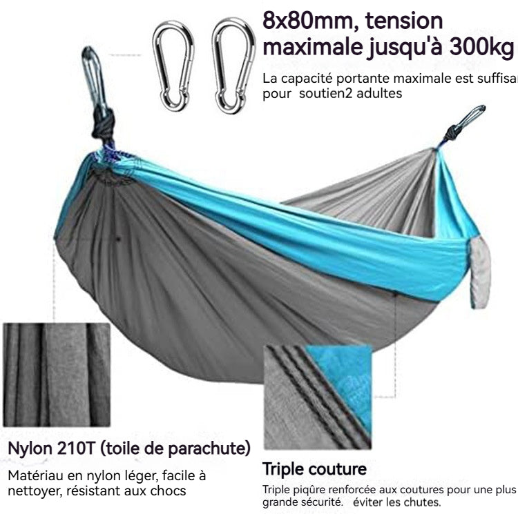 Hamac 270x140cm hamac de camping en plein air peut supporter 300 kg doux et confortable pour le camping en plein air et le jardin