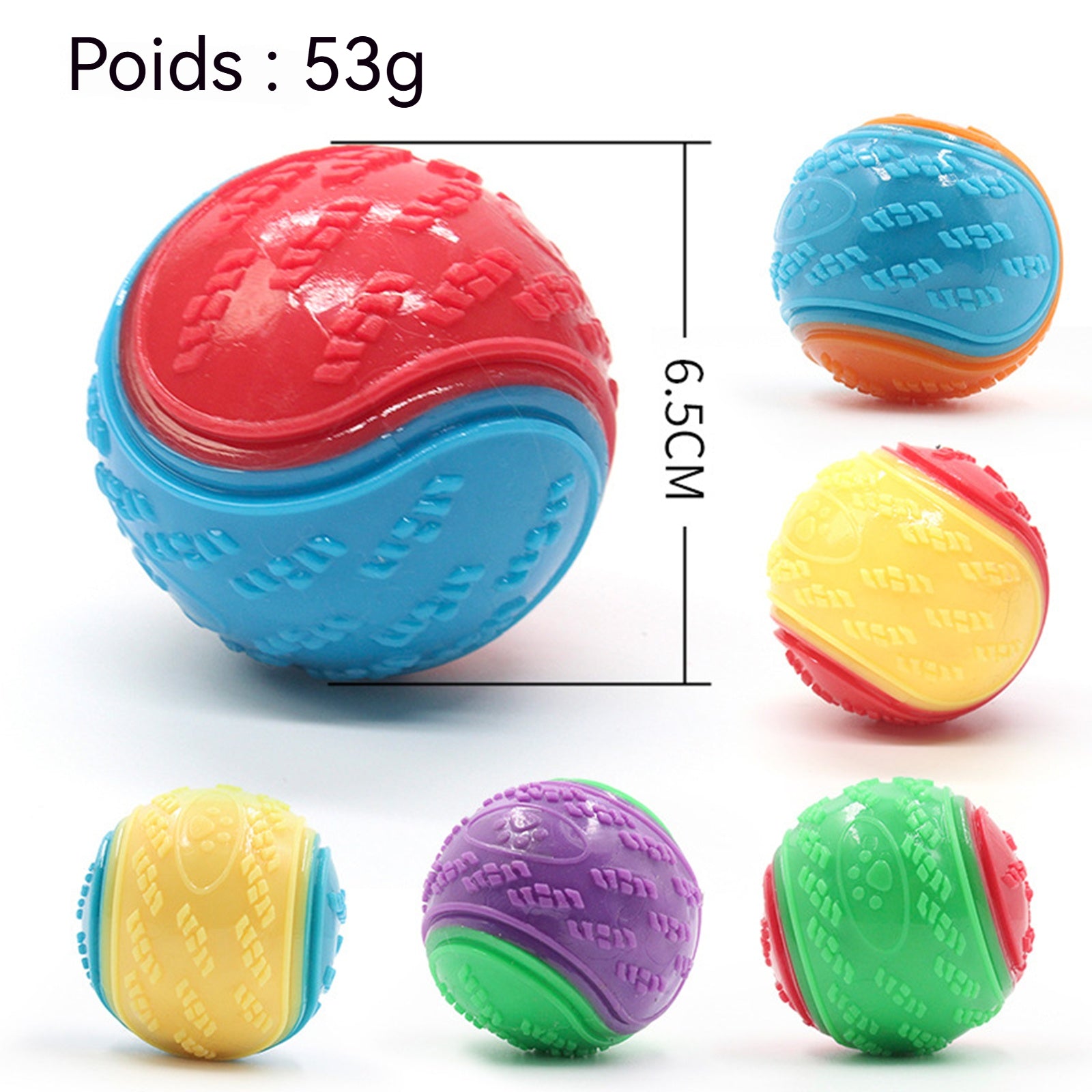 2PCS jouets pour chiens bille de broyage grande balle d'entraînement pour chien sonore en forme de C deux couleurs aléatoires