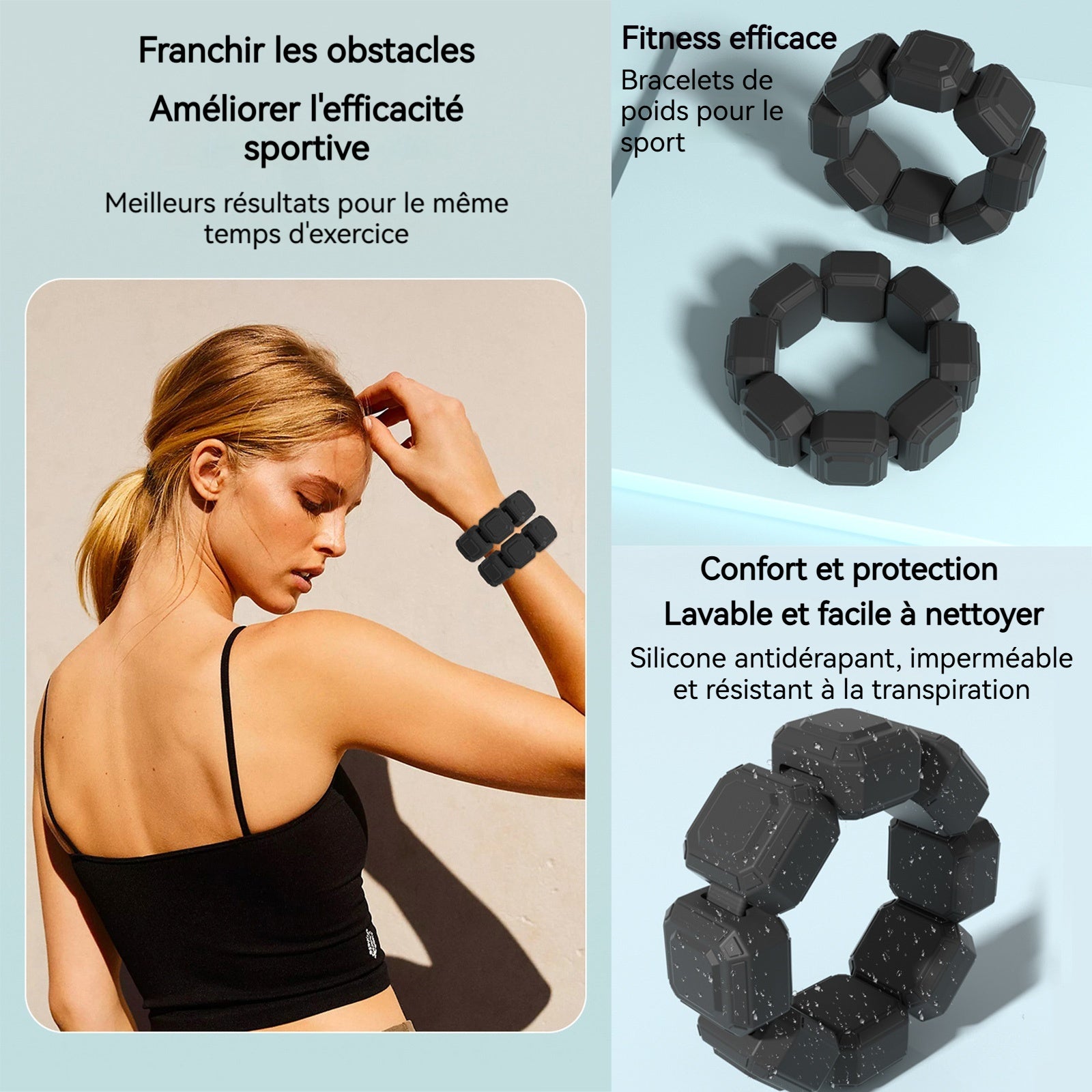 Bracelet lesté 2PCS 0,15kg pour adulte et enfant antidérapant poids de poignet poids de cheville pour yoga/course à pied/pilates