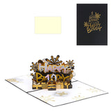 arte de voeux 20x15cm gâteau noir doré cadeau d'anniversaire carte de vœux tridimensionnelle message de bénédiction carte postale