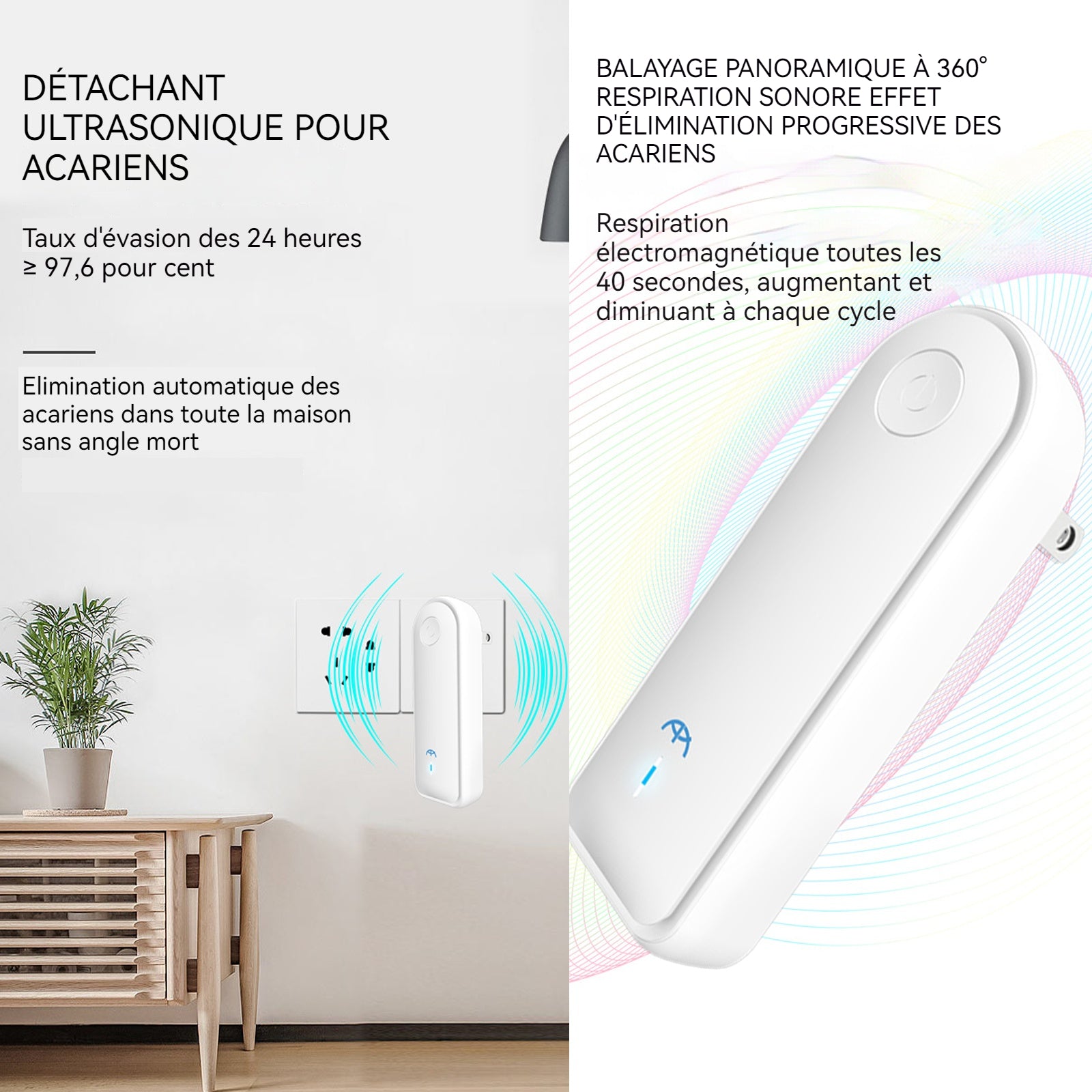 Aspirateur anti acariens 50/60hz 220v 10s conversion de fréquence automatique 360 degrés ultrason aspirateur matelas anti acariens