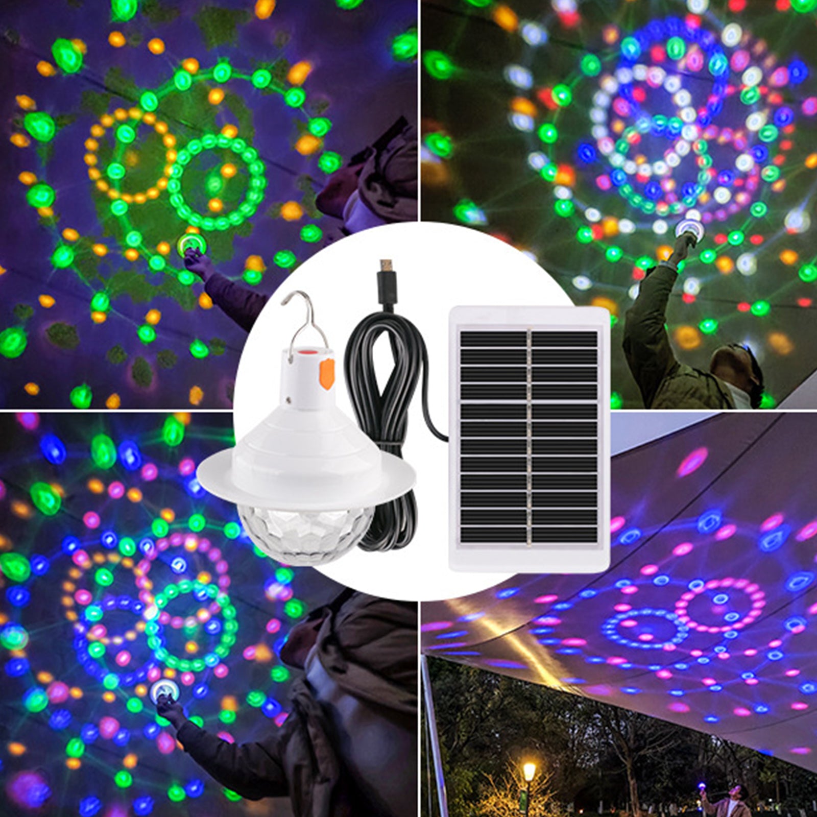 Lampe de boule magique colorée rechargeable par USB solaire lampe de camping lampe d'éclairage d'ambiance de festival