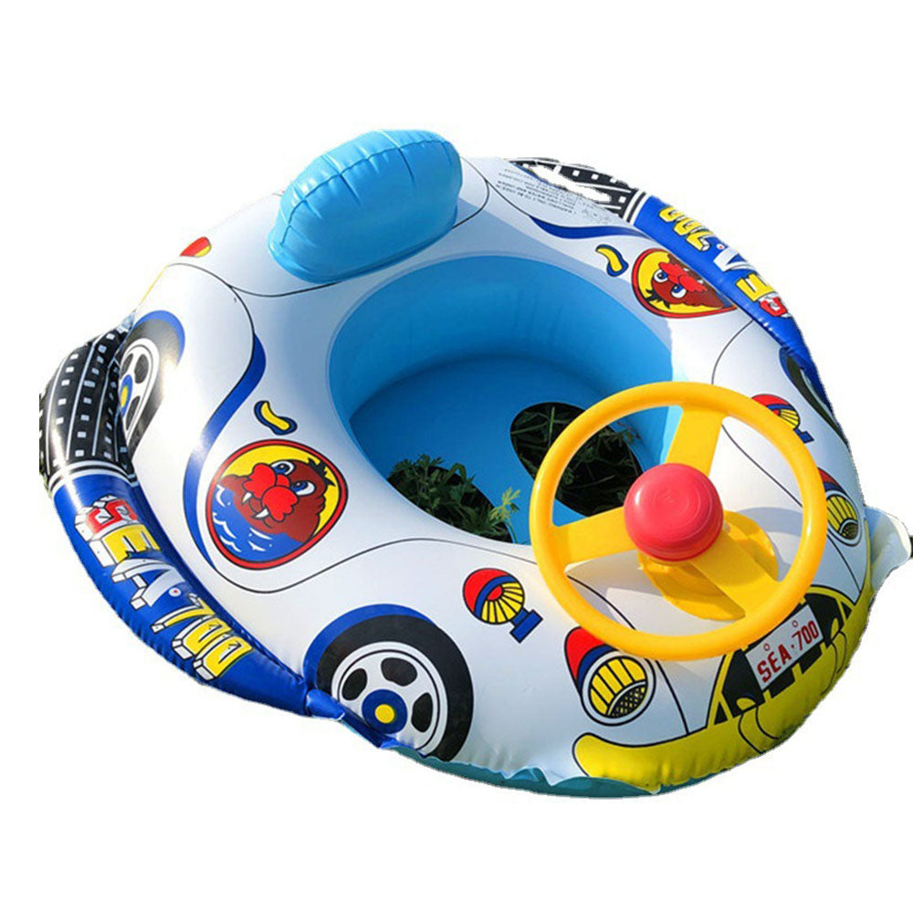 Bateau siège de natation gonflable   60*65ccm  Avec volant et klaxon  Forme unique   Convient aux enfants Anneau de natation