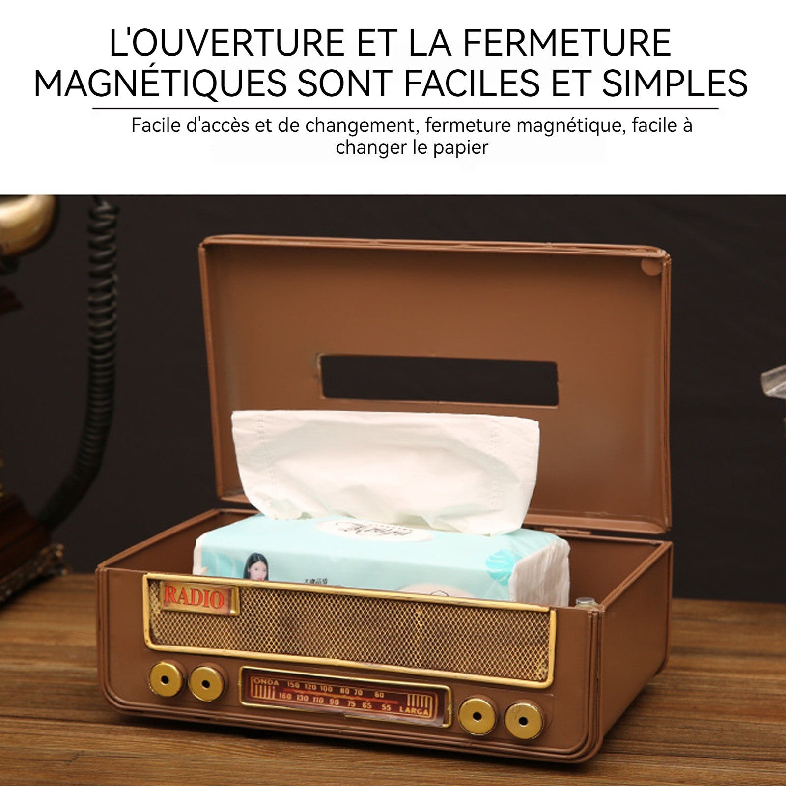 Ornements 14,5x24x8cm boîte à mouchoirs en fer pour le salon boîte à tiroirs en métal objets de décoration petits objets decoratifs