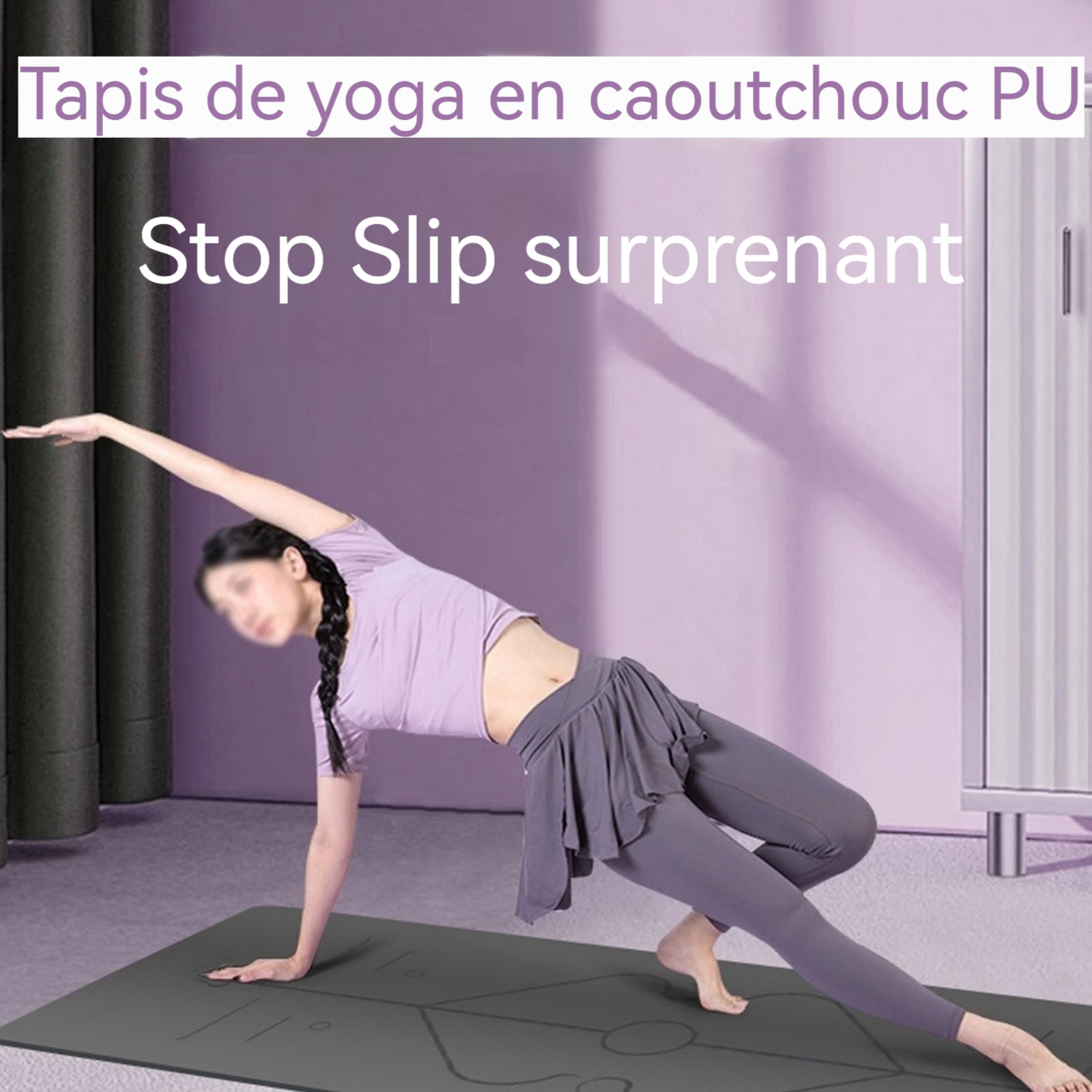 Tapis de gymnastique 1830 x 680 x5 mm Tapis de yoga Antidérapant Tapis de Pilates Tapis de sport 5mm PU Dimensions noir