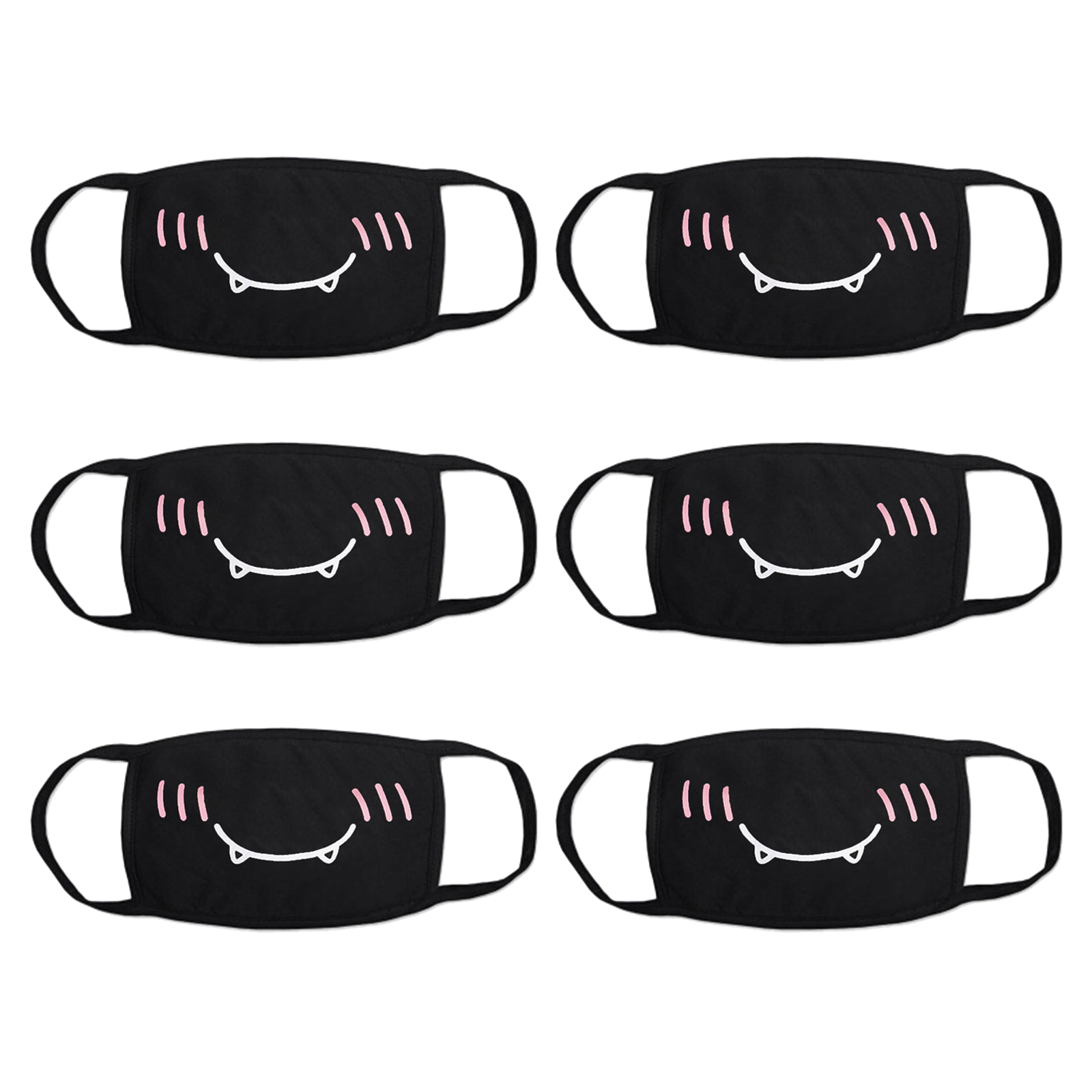 Masque facial 6 PCS filtration poreuse réutilisable et lavable coton masque en tissu anti-poussière respirant boucle d'oreille