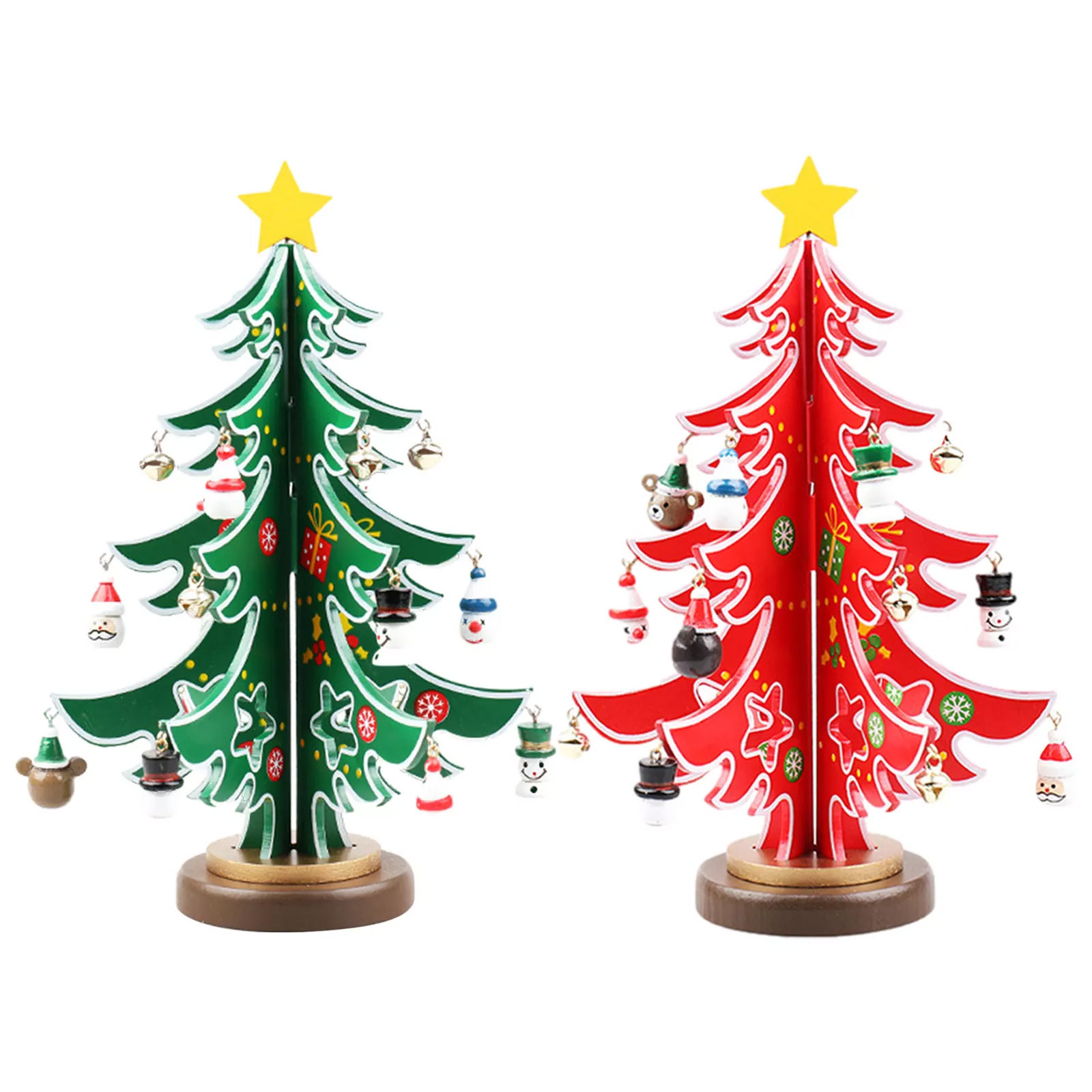 Calendrier de l'avent 2024 2 pcs mini sapin de noël en bois avec 28 ornements cadeaux de noël pour cadeaux enfants decor de noel