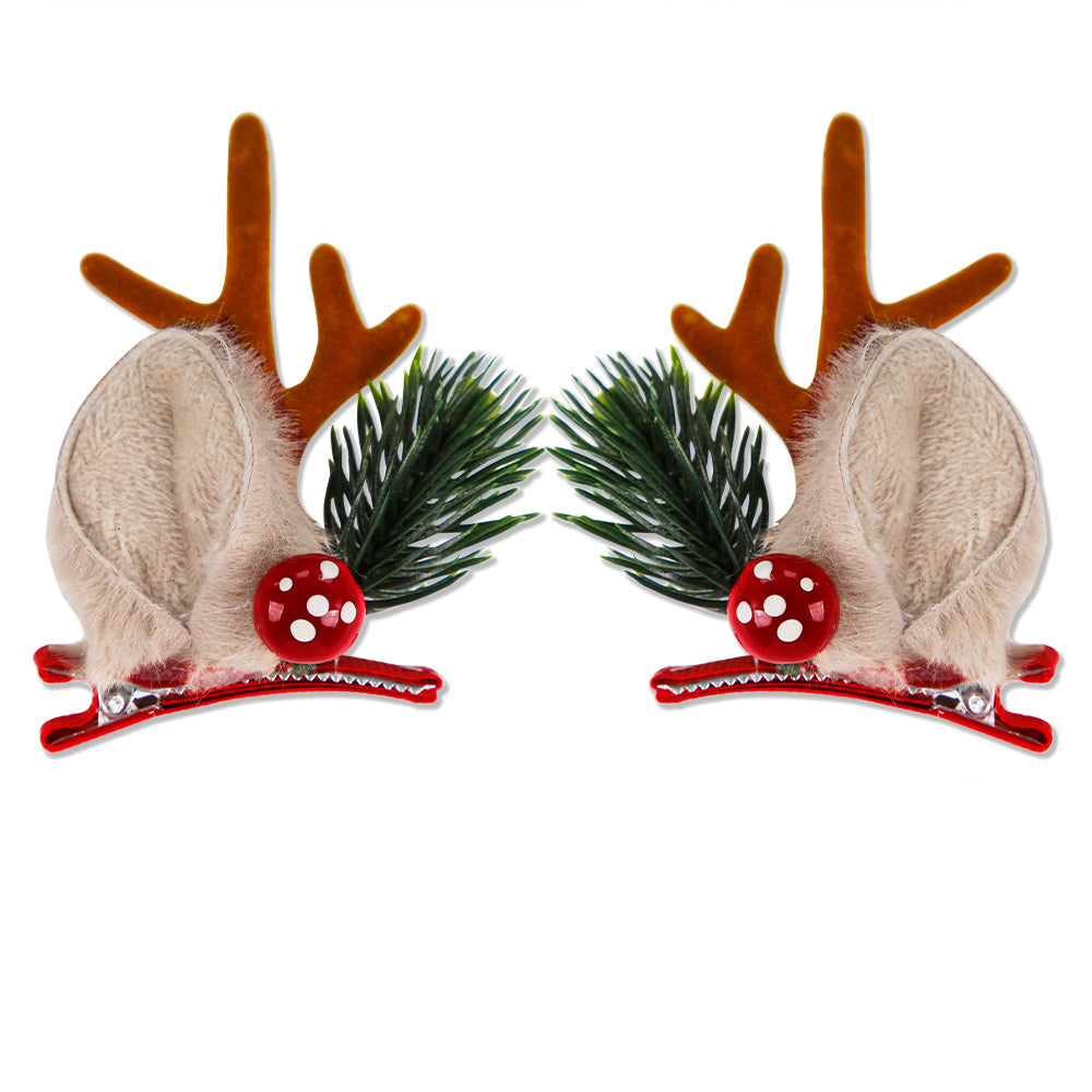 Pince à cheveux en bois de noël, nouvelle collection, décoration de fête, cadeau de noël, pince à oreilles en bois d'élan marron