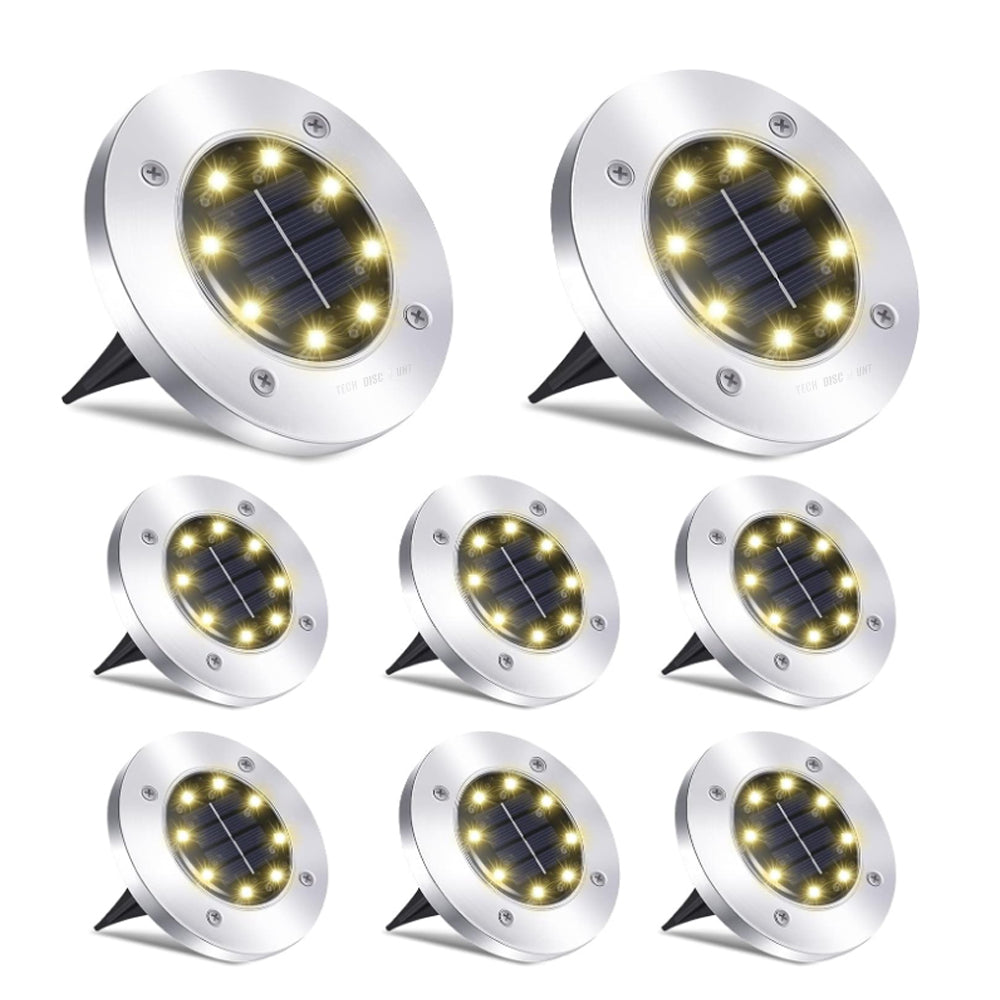 Lumières solaires extérieures 8pcs Pack of 8 Lights Warm LED Garden Lights Energy Saving Buried Spotlight Waterproof Solar Lights