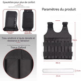 Gilet lesté 55x44cm 50kg gilet lesté réglable veste lestée convient à divers exercices de fitness gilet d'équipement de fitness