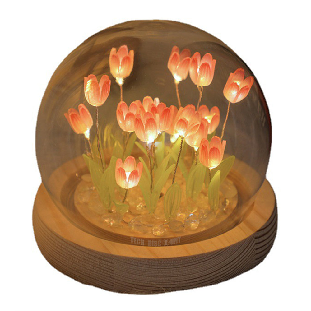 Veilleuse tulipe faite à la main, paquet de matériel de bricolage, lampe d'ambiance de bureau, ornements, cadeau d'anniversaire