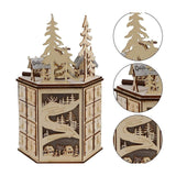 Calendrier de l'avent 24 numéros 20x18x32.5cm ensemble de scène de village de l'avent de noël en bois livré avec des effets musicaux