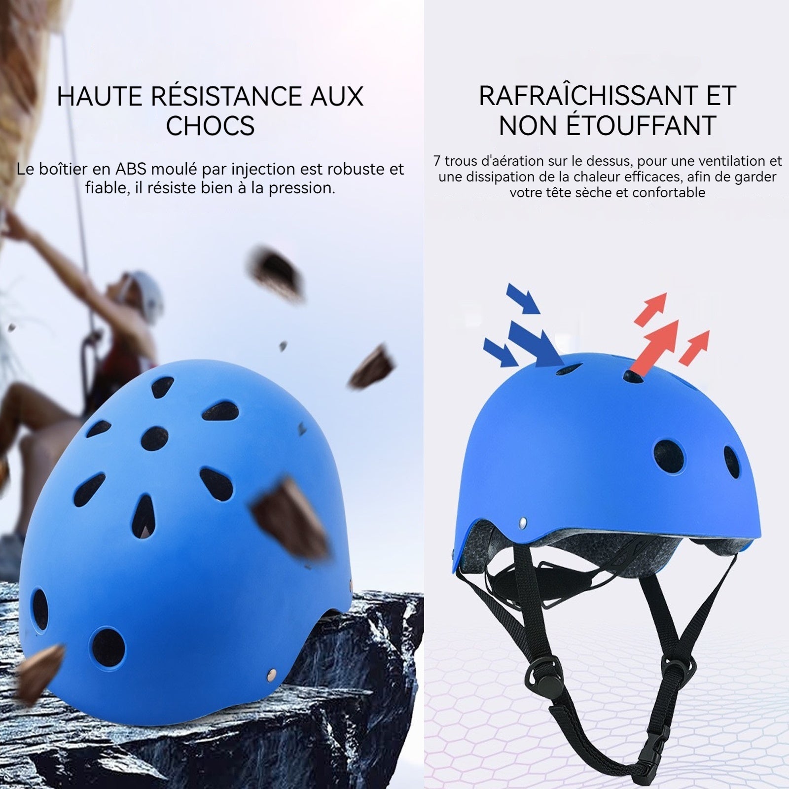 asque de vélo 50-54cm cycles casque d'équitation equipement pilote réglable léger casque léger homme et femme casque de velo bleu