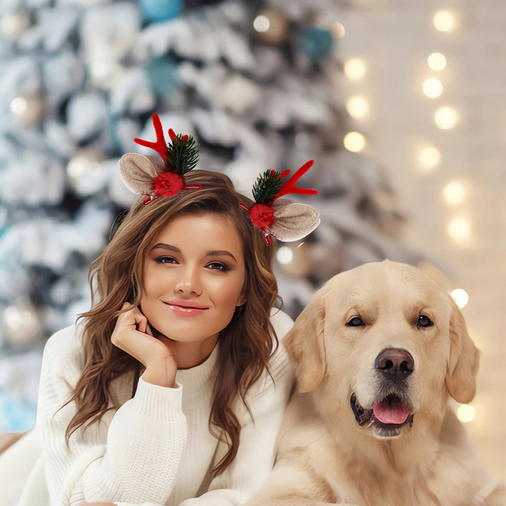 Pince à cheveux en bois de noël, nouvelle collection, décoration de fête, cadeau de noël, pince à oreilles en bois d'élan marron