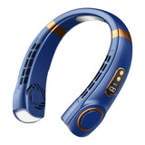 Ventilateur de cou portable multifonctionnel silencieux portatif USB mini ventilateur électrique sans pales longue durée bleu