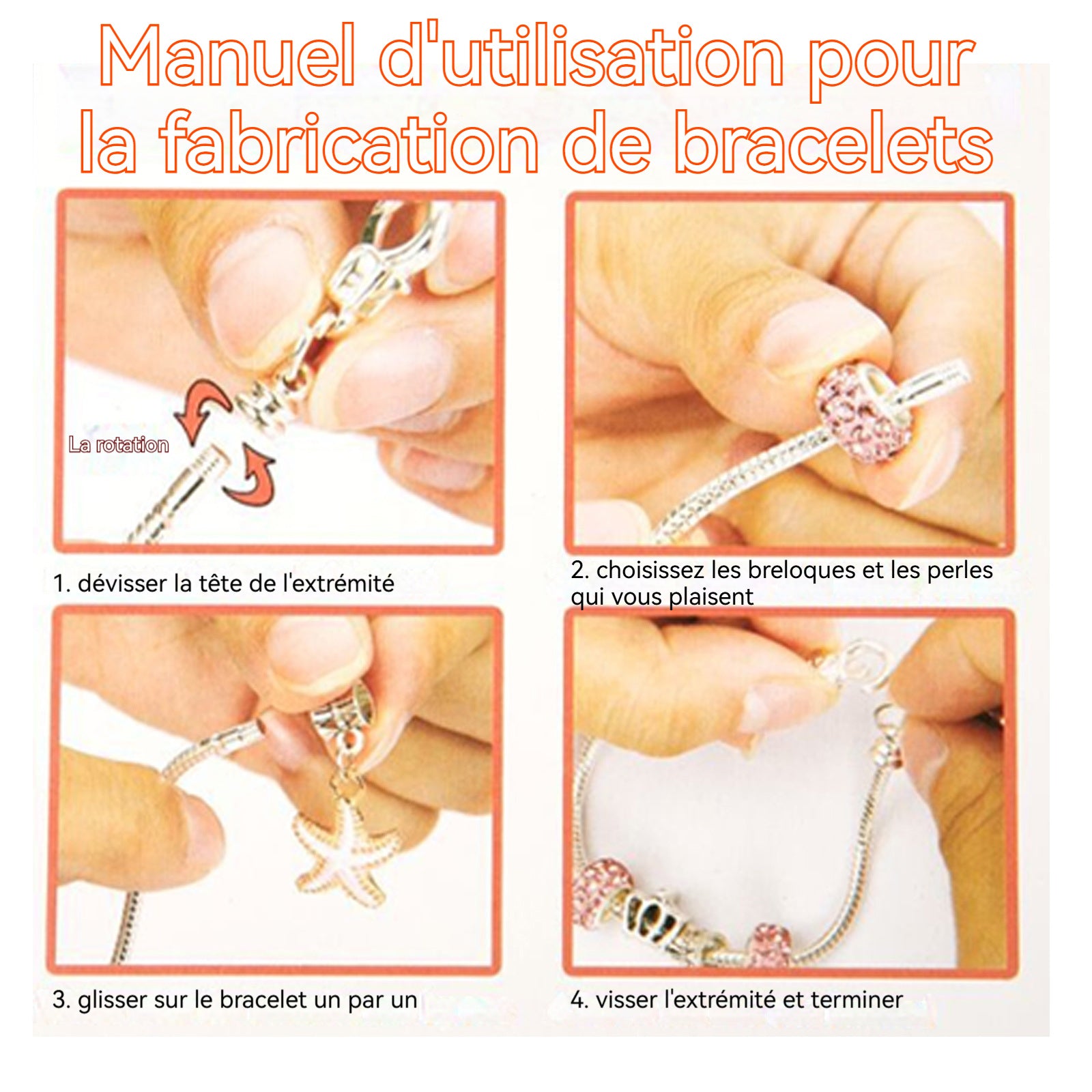 Charms bracelet kit 1 lot de 68 pièces jouet DIY charms kit charm bracelet making kit jouet fille 5 ans ensemble de bracelets exquis