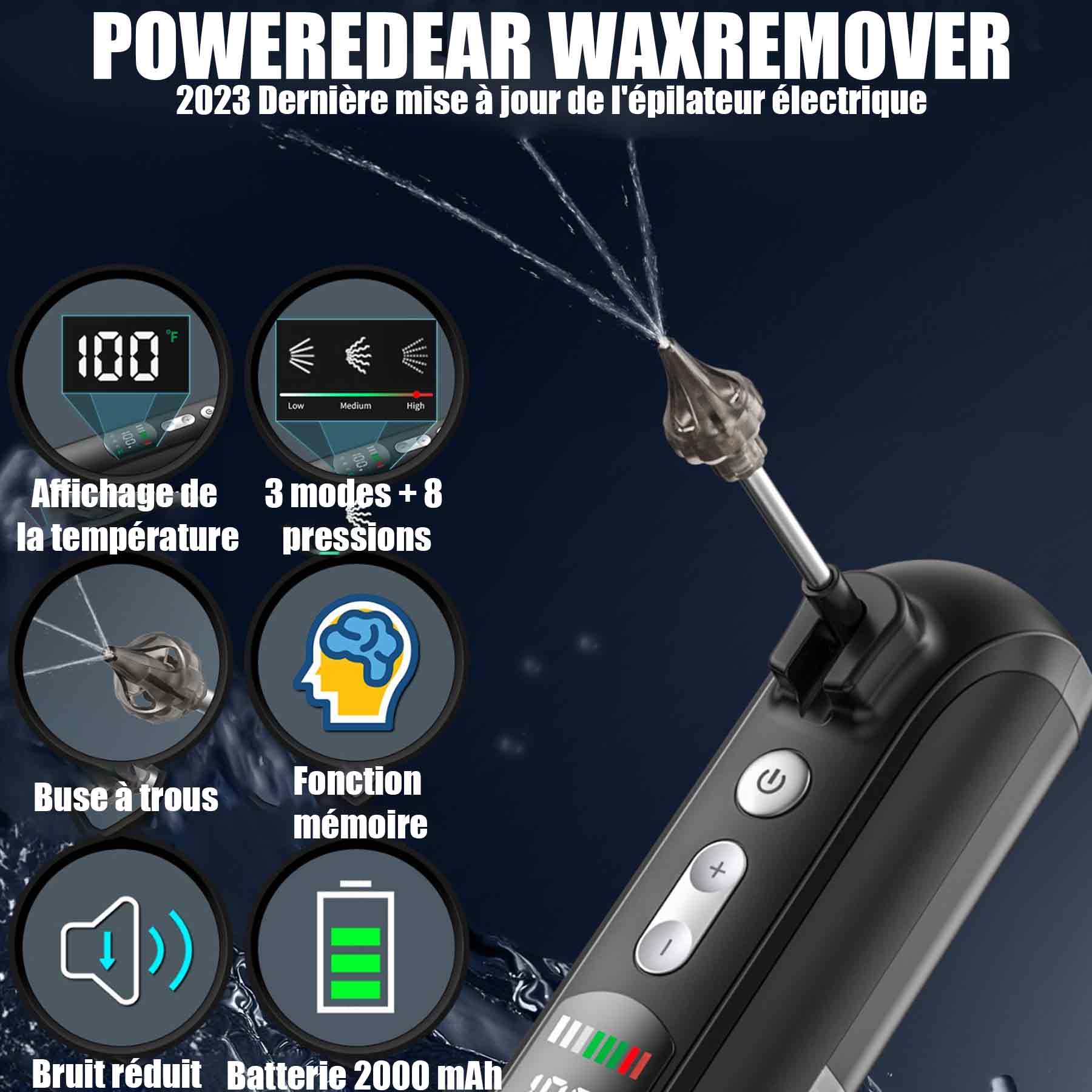 Aspirateur oreille avec 3 modes de mettoyage et 8 niveaux réglables de IPX7 universel nettoyeur d'oreilles électrique rechargeable