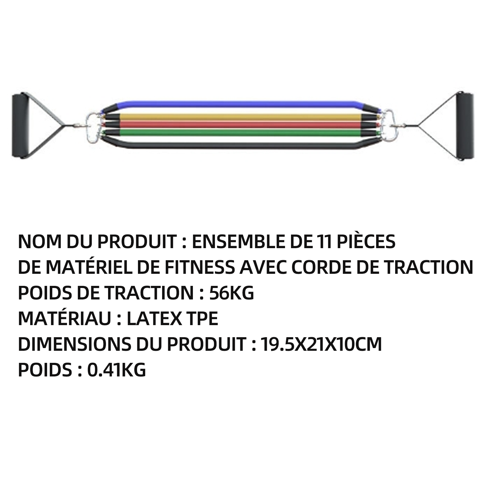 Bande élastique fitness 125 lbs corde de tension bande de résistance résistance elastique latex-barre pilates à pour etirement squat