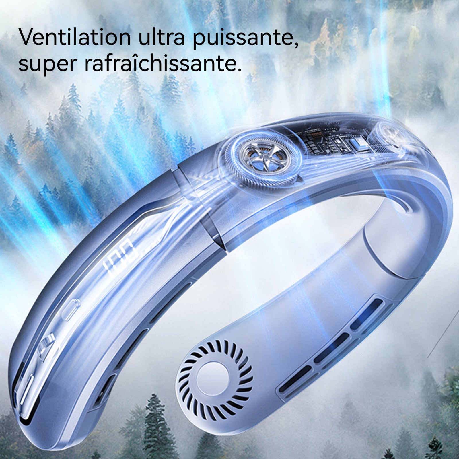 Ventilateur réglage continu 100 vitesses avec affichage numérique moteur silencieux autonomie de 25 heures moteur glace 8 cœues
