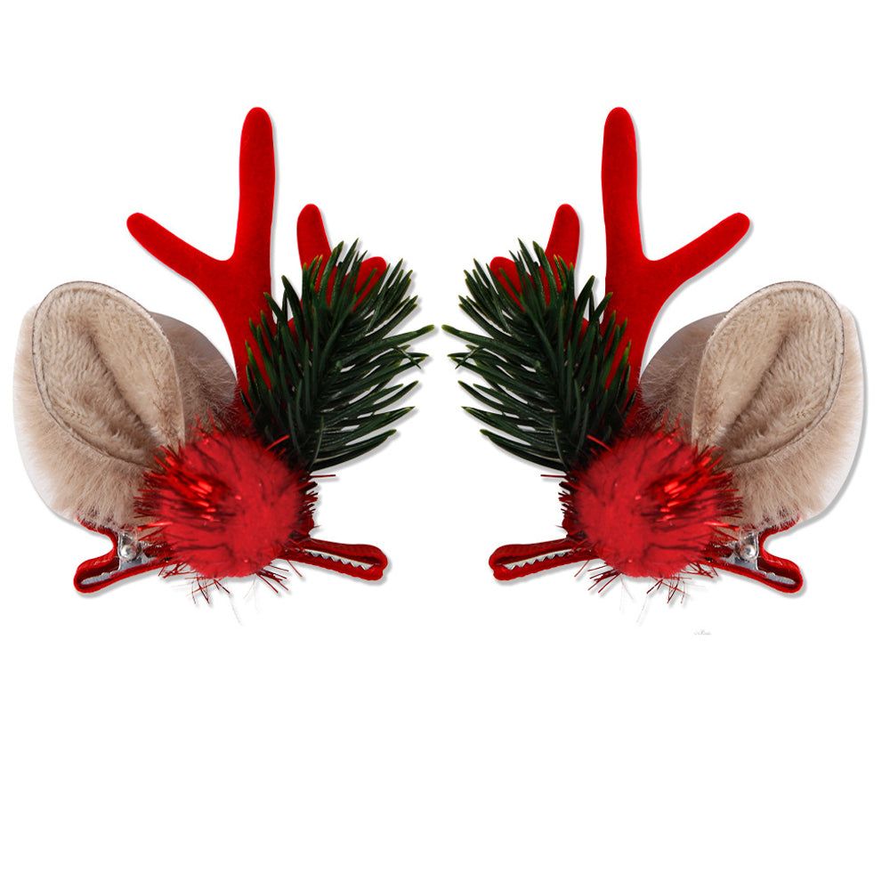 2 paires d'épingles à cheveux mignonnes, en bois marron de noël, oreilles d'élan, décoration de fête, cadeaux de noël
