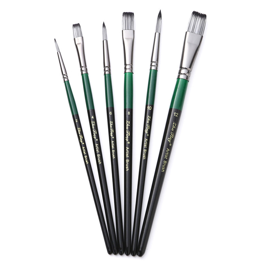 Art Wooden Oil Paintbrush Set Student Art Painting Watercolour Brushes 6pcs Nylon Hair Watercolour Brushes Set